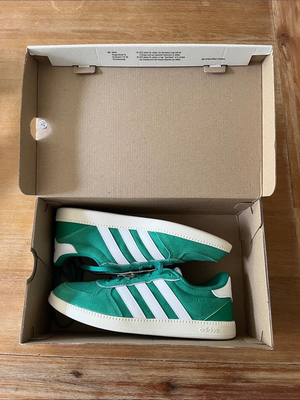 adidas Green Suede Low-Top Sneakers with White Stripes